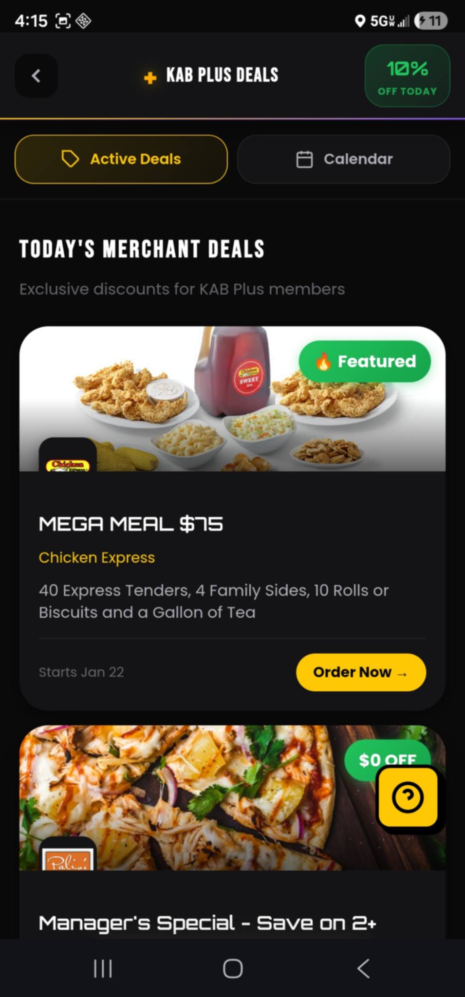 Food KAB - Menu view